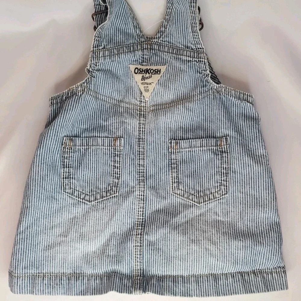 Osh Kosh B'Gosh VestBak Railroad Stripes Bib Overalls  Dress Baby Size‎ 6 Months
